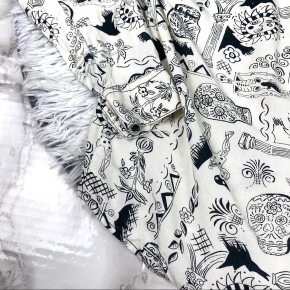 Vtg Zarus Day Of The Dead Skull Goth Print Button Down EUC - Picture 10 of 13